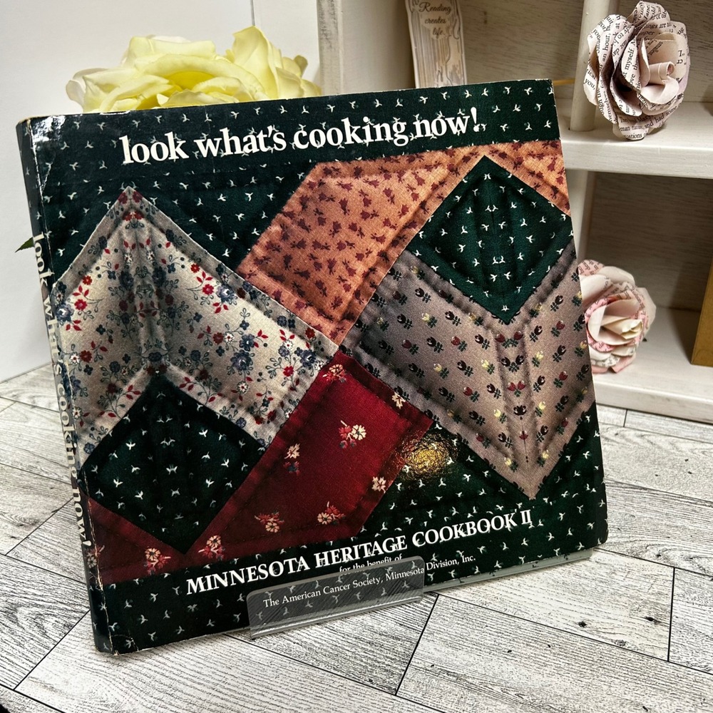 Look Whats Cooking Now Minnesota Heritage Cookbook II 1985 Spiral Bound Flat Lay